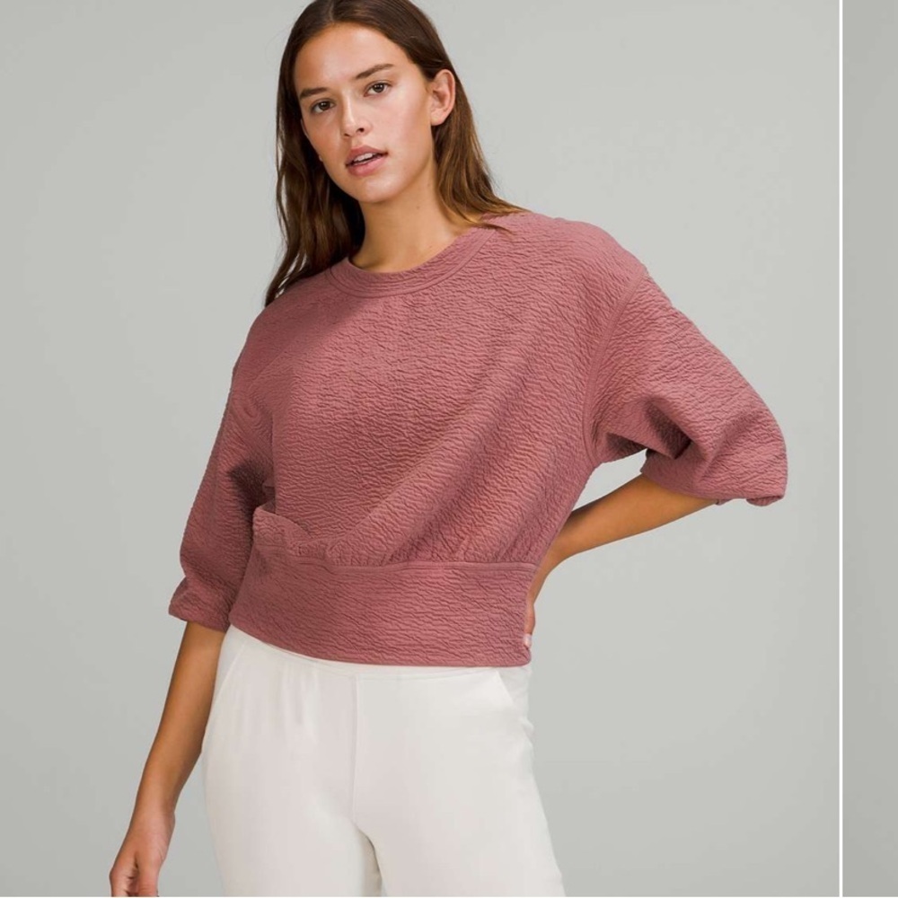 lululemon Textured Crewneck Pullover Spiced Chai Cropped Size 2 NWT